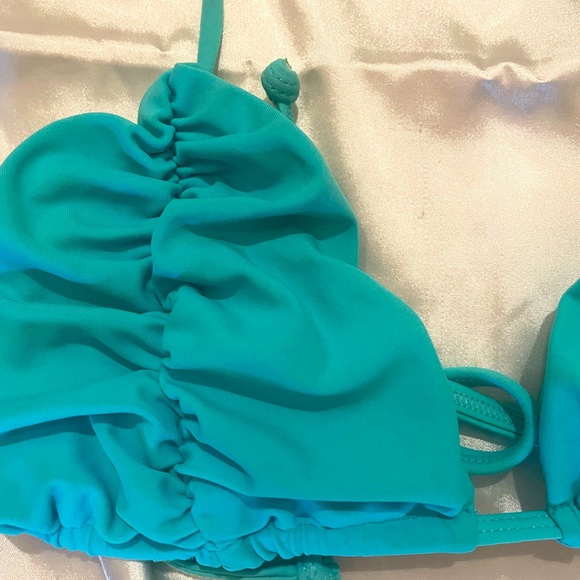 Aqua Ruffle Triangle Bikini Top - Picture 2 of 4